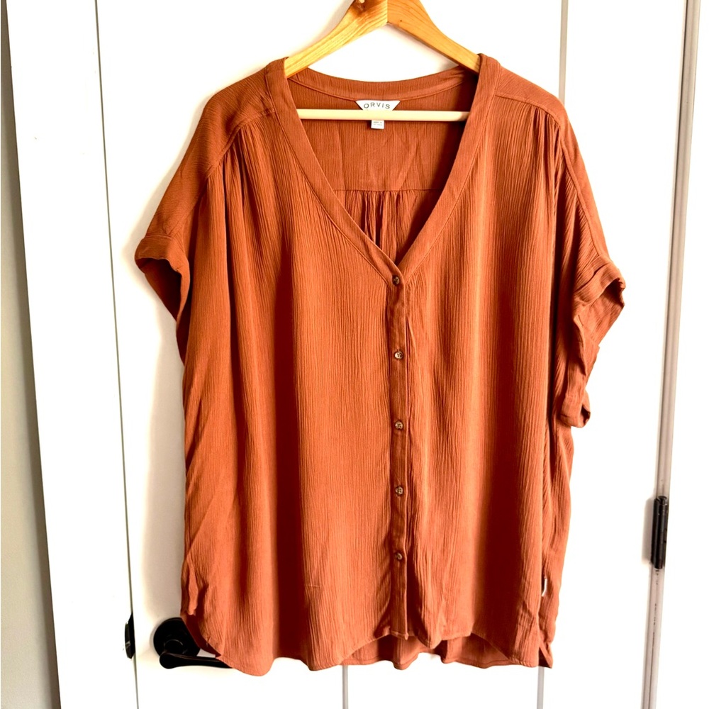 ORVIS Women’s Orange Shirt Top XXL